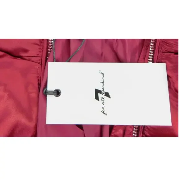 7 For All Mankind Women's Lined Puffer Jacket Coat Red  Small New - Picture 6 of 11